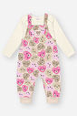 Conjunto Bebê Menina Blusa E Jardineira Ursinho Rosa Mundo Cinti
