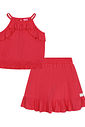 Conjunto Infantil Menina Blusa Boxy Babado E Saia-Short Rosa Cinti