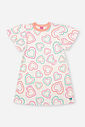 Vestido Infantil Neon Love em Cotton Linho com Estampa de Corações – Vestido Menina Verão Off White OFF WHITE