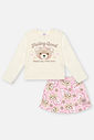 Conjunto Bebê Menina Blusa Ursinho E Short-Saia Rosa Mundo Cinti