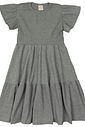 Vestido Infantil em Camadas Manga Curta Cinza