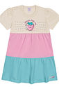 Vestido Bebê Menina Trê Marias Bege, Rosa E Azul Cinti