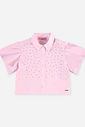 Camiseta Boxy Infantil Rosa com Strass em Tricoline