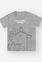 Conjunto Infantil Casual Divertido com Camiseta de Rinoceronte e Bermuda em Malha Gorgurinho MESCLA MEDIO/VD MUSGO