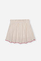 Conjunto Infantil com Blusa Gola Boneca e Saia Shorts em Moletinho Waffle Linho – Look Menina Verão OFF WHITE