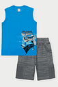 Conjunto Infantil Menino Gamer Never Quit Azul Abrange