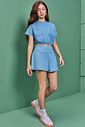 Conjunto Teen Feminino Blusa E Short Azul Jeans Claro Dway