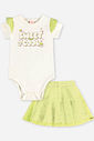 Conjunto Bebê Body e Saia de Tule com Corações