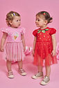 Fantasia Infantil de Sorvete com Vestido em Cotton Tule Drops e Strass ROSA IOGURTE
