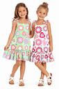 Vestido Infantil Estampado Sweet Hearts Natural Abrange