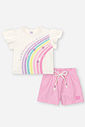 Conjunto Bebê Menina Arco-Íris com Shorts Rosa – Look Delicado Cinti Baby NATURAL/RS IOGURTE