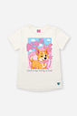 Camiseta Infantil com Estampa de Cachorrinho – Blusa Menina Verão com Strass NATURAL