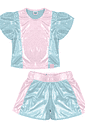 Conjunto Blusa E Shorts Holográfico Rosa E Azul CTV Conjunto Blusa E Shorts Holográfico Rosa E Azul CTV