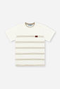 Conjunto Infantil Menino Camiseta Listrada e Bermuda Bege