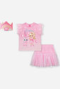 Conjunto Infantil de Aniversário com Saia Shorts em Tule Foil – Princesa Birthday Cinti ROSA IOGURTE