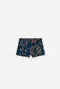 Conjunto Infantil Menino Camiseta UV e Sunga Boxer Palmas Laranja Neon