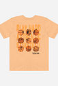 Conjunto Menino Camiseta Bolas de Basquete e Bermuda Laranja