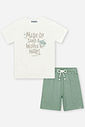 Conjunto Infantil Camiseta Surf e Bermuda de Moletom Olive