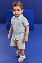 Conjunto Bebê Menino Camisa Alfaiataria Listrada Olive e Bermuda Duna