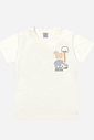 Camiseta Infantil Casual com Estampa de Animais da Savana em Meia Malha NATURAL