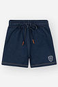 Conjunto Infantil Esportivo Divertido com Camiseta de Ursinho e Bermuda em Molecotton Denim NATURAL/AZ MARINHO