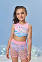 Biquíni Infantil em Malha UV com Estampa de Unicórnio e Shorts em Tela – Moda Praia Menina Verão ROSA IOGURTE