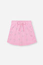 Shorts Saia Infantil em Moletinho – Saia Short Menina Verão com Strass de Coração ROSA IOGURTE