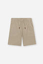 Conjunto Infantil Camisa Listrada e Bermuda de Linho Café