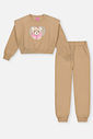 Conjunto Infantil Menina Blusão Ursinho E Calça Bege Mundo Cinti