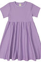 Vestido Infantil Canelado Evasê Manga Curta Roxo