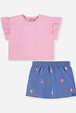 Conjunto Infantil Blusa Lastex e Short-Saia Sorvetes Bordado