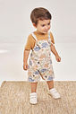 Conjunto Infantil Casual com Estampa de Animais da Savana e Jardineira em Moletom Linho MR BELGA/OFF WHITE