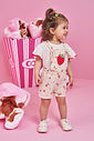 Conjunto Bebê Menina com Jardineira de Morangos e Blusa de Algodão – Look Infantil Berry Sweet Cinti NATURAL/OFF WHITE