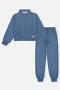 Conjunto Infantil Menina Jaqueta Estampa Costa E Calça Azul Mundo Cinti