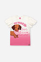 Conjunto Infantil com Blusa Degradê e Legging em Suplex – Look Menina Verão com Cachorrinho e Strass NATURAL/RS CONFETE