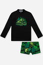 Conjunto Infantil UV Jurassic World com Camiseta e Sunga Preto