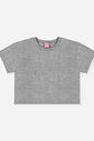 Blusa Infantil Menina Boxy Básica em Meia Malha Mescla