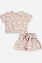 Conjunto Infantil Menina Blusa Boxy e Short-Saia Borboletas