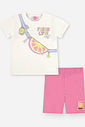 Conjunto Infantil Menina Blusa Fresh Life e Ciclista Rosa