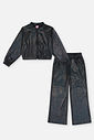 Conjunto Infantil Menina Jaqueta E Wide Leg Brilho Preto Mundo Cinti