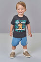 Conjunto Bebê Menino Jurassic World Camiseta T-Rex e Bermuda Jeans Médio Conjunto Bebê Menino Jurassic World Camiseta T-Rex e Bermuda Jeans Médio