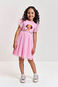 Vestido Infantil em Cotton com Tule Foil – Vestido Menina Verão Rosa com Strass ROSA IOGURTE