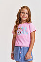 Conjunto Infantil com Blusa e Shorts Saia em Molecotton Denim – Look Menina Verão com Strass RS IOGURTE/AZ JEANS M