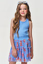 Conjunto Infantil Menina Regata com Strass e Saia-Short de Ursinhos