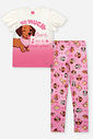 Conjunto Infantil com Blusa Degradê e Legging em Suplex – Look Menina Verão com Cachorrinho e Strass NATURAL/RS CONFETE