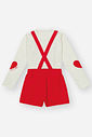 Conjunto Infantil Menina Blusa Coração E Jardineira Vermelho Mundo Cinti