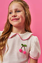 Conjunto Infantil com Blusa Gola Boneca e Saia Shorts em Moletinho Waffle Linho – Look Menina Verão OFF WHITE