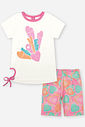 Conjunto Infantil Neon Love com Blusa em Meia Malha e Ciclista em Suplex – Look Menina Verão com Gli NATURAL/RS BARBIE