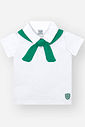 Conjunto Infantil Esportivo Clássico com Camisa Polo Lenço e Bermuda em Moletom Piquet BRANCO/VD VIVID