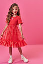 Vestido Infantil de Festa em Canelado Glow com Tule Foil – Vestido Menina Verão com Brilho VERMELHO MARTE